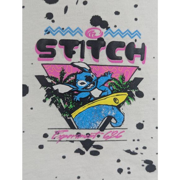 Surfer Stitch "Experiment 626" Lilo & Stitch Retro Splatter Print MEDIUM T-shirt - Picture 3 of 8